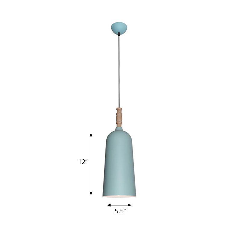 1 Luz de colgante en forma de campana de luz lámpara de colgante de metal elegante para la librería de café