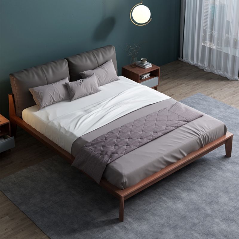Modern Panel Bed No Distressing Wood Standard Bed Upholstered Headboard
