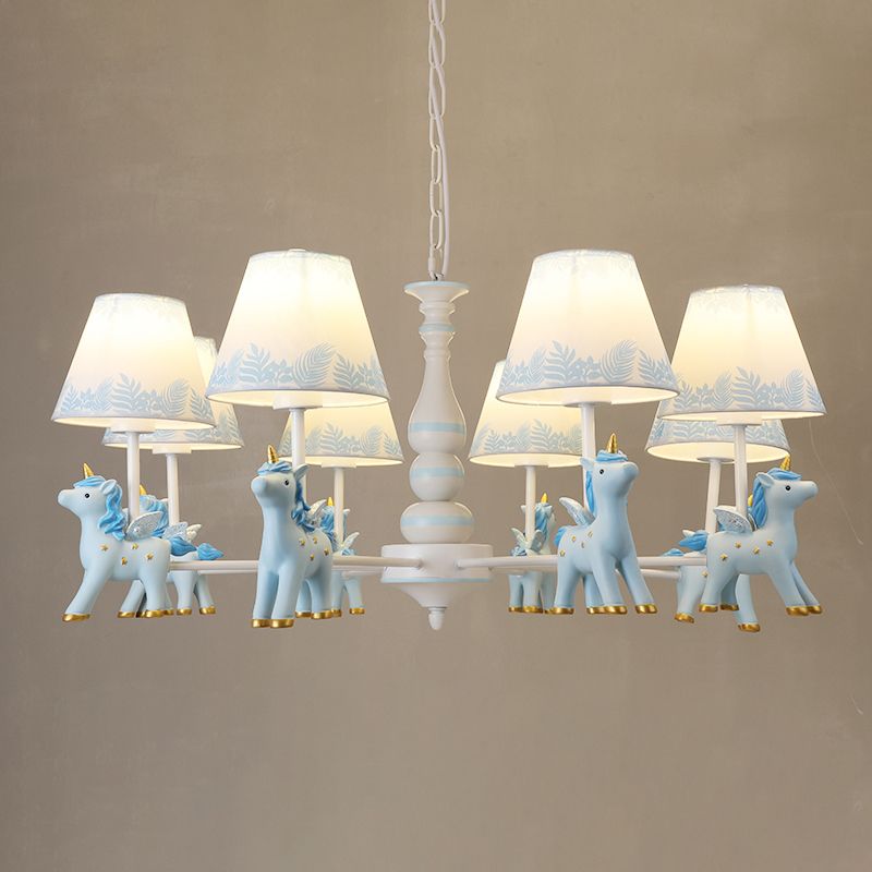 Childrens Unicorn Chandelier Lighting Resin Nursery Pendant Light with Empire Shade