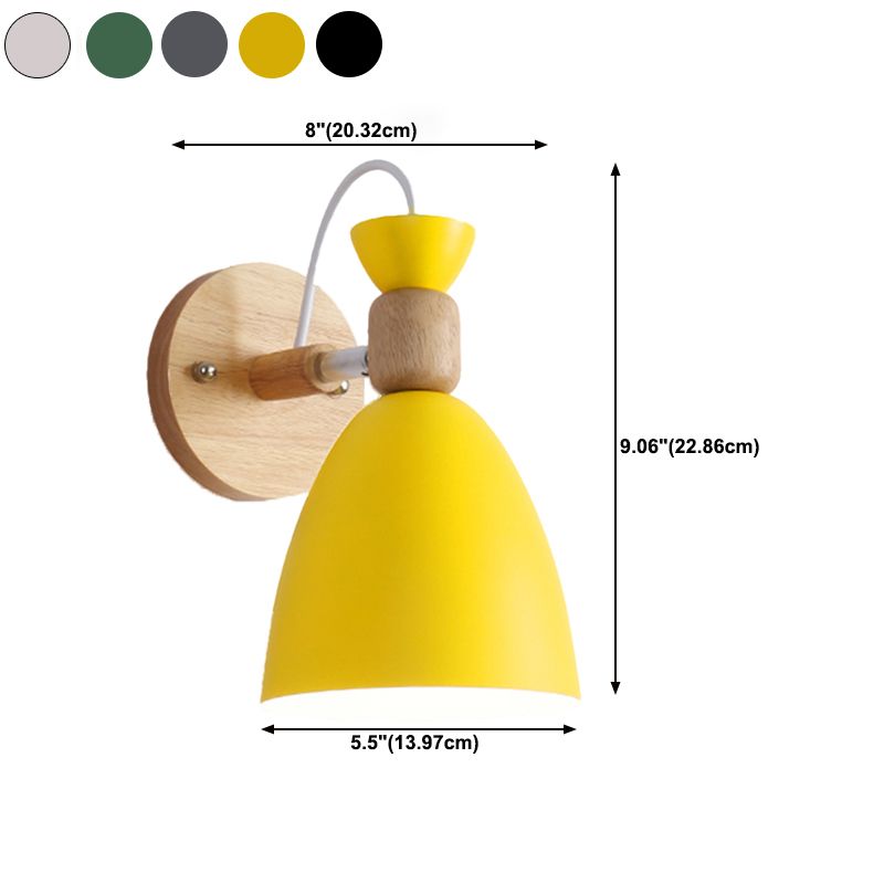 Nordic Style Colorful Wall Light Bell Shape Adjustable Wall Lamp for Bedroom