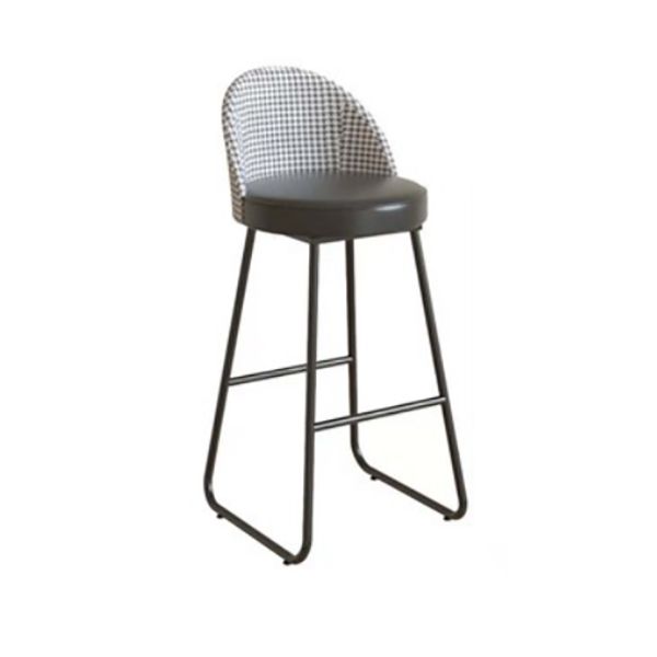 Modern Leather Footrest Counter Chair Bucket Bar Stool with Black Base