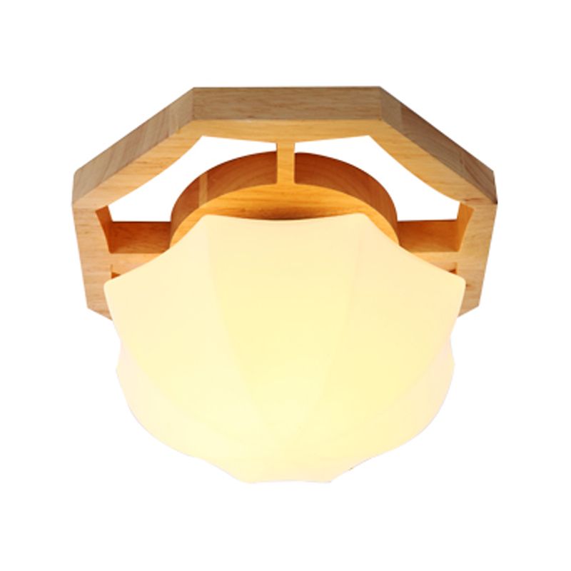 Plafonnier à abat-jour en verre, luminaire de plafond pour allée en bois de Style nordique