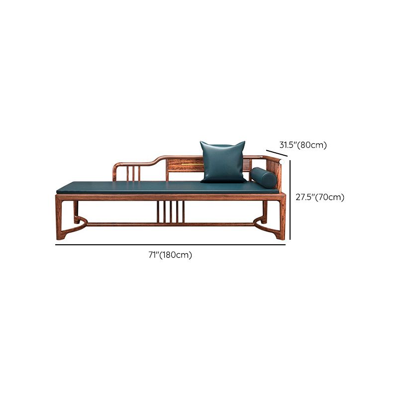 Oversized Solid Wood Chaise Lounge Couch in Brown with Square Arm