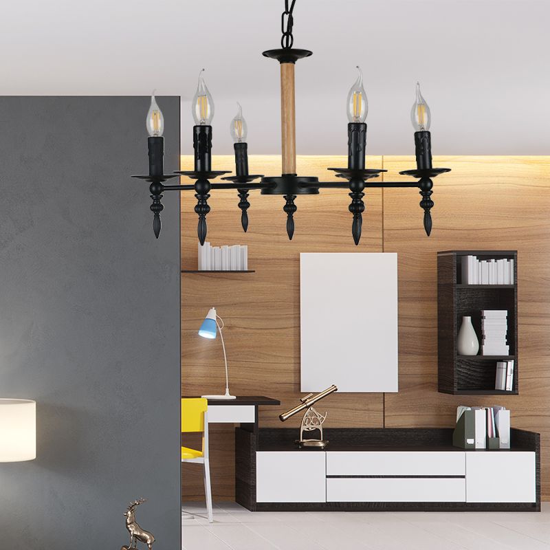 Lampe à lustre à bougie noir