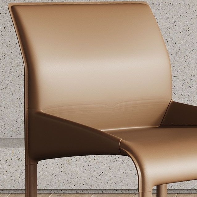 Contemporary Leather Dining Chair Parsons Chair in Matte Finish Indoor