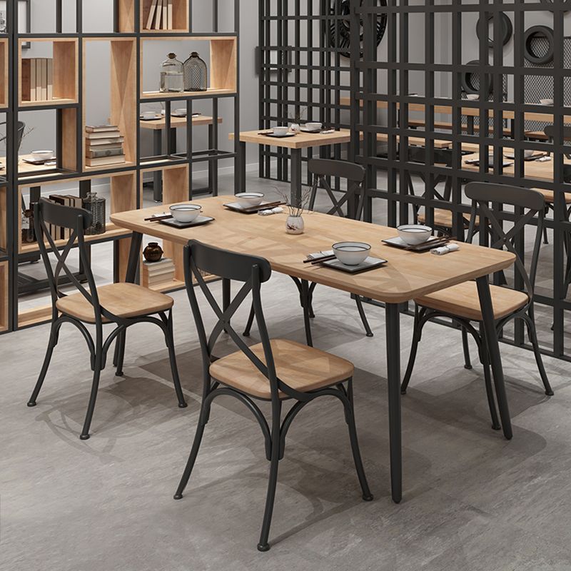 Industrial Dining Table Set 1/2/5 Pcs Solid Wood Top Dining Table and Chairs