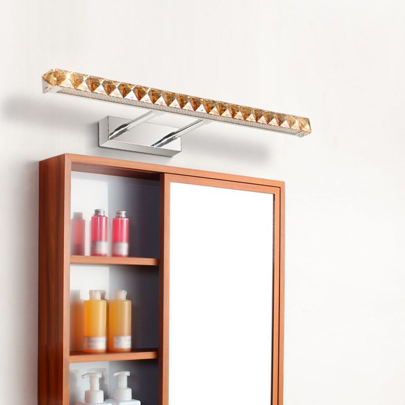 1 Light Linear Vanity Lighting Fixtures Modern Style Crystal LED Mirror Lights