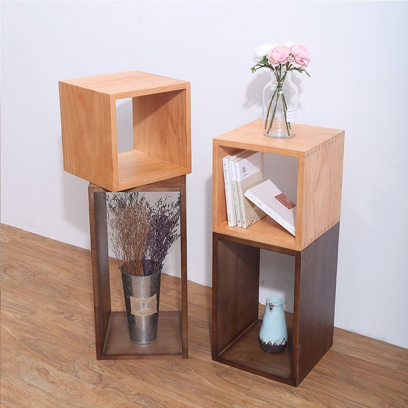 Open Back Cube Bookshelf Contemporary Wood Bookcase for Home