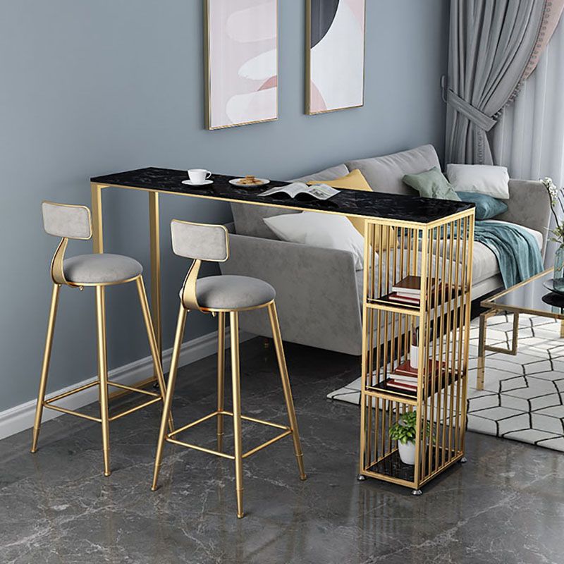 Glam Style Rectangle Counter Table Marble Top 42-inch Height Table for Living Room