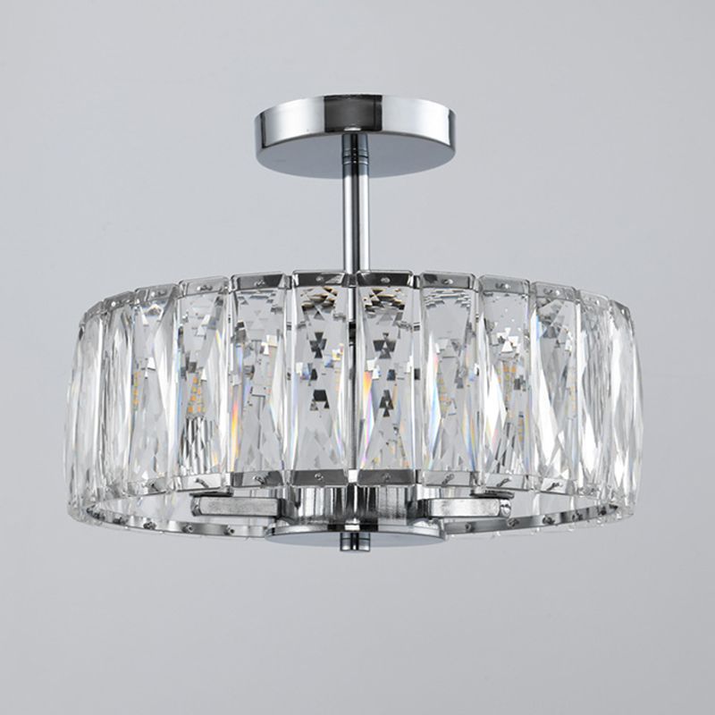 Cylinder Flush Mount Fixture Modern Crystal Flush Light for Living Room