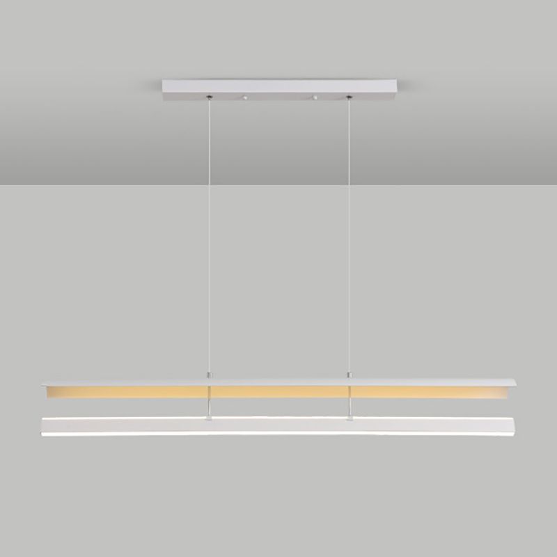 Strip-Shaped Island Pendant Metal Minimalist Linear LED Suspension Lamp for Dining Room
