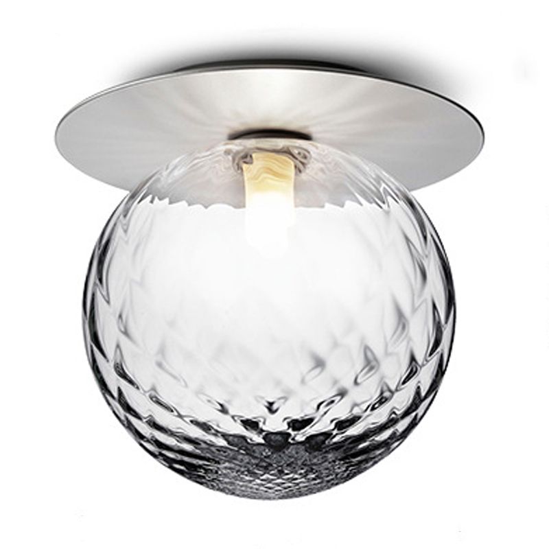 Lámpara de techo con forma de bola, hierro moderno, 1 luz, montaje empotrado con pantalla de cristal para pasillo