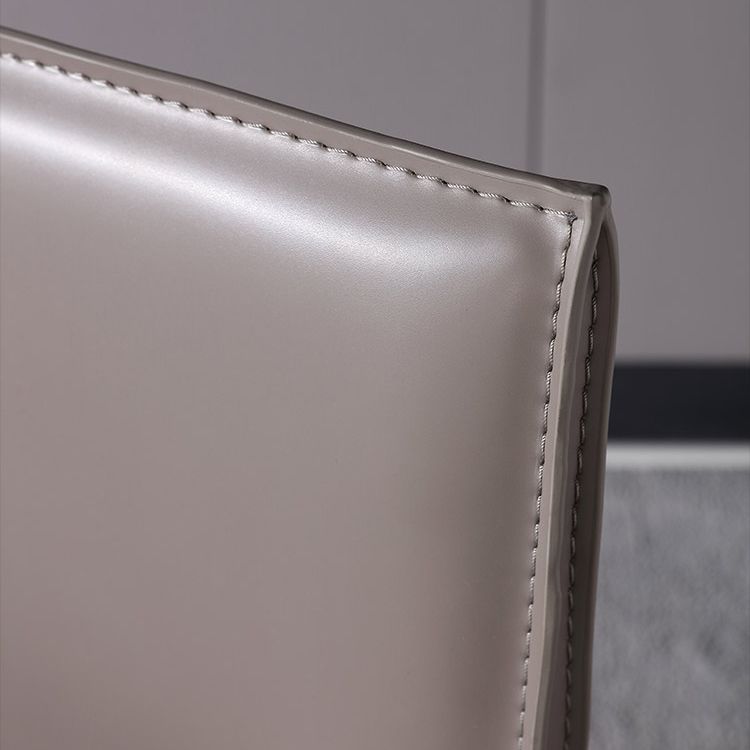 Contemporary Chair Faux Leather Solid Back Dining Room Chair for Indoor
