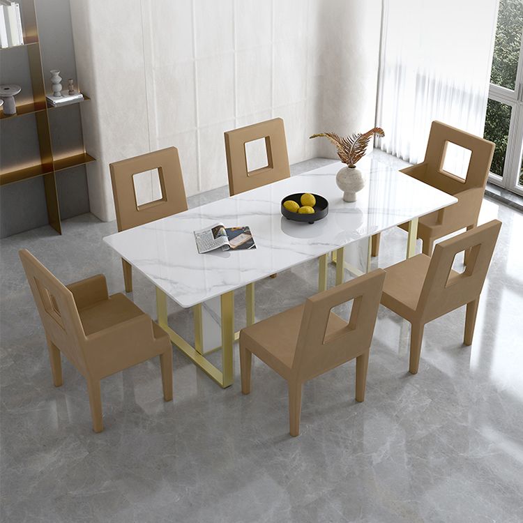 Glam Style Dinette Set 1/5/7 Pcs Dining Set with Rectangle Stone Table