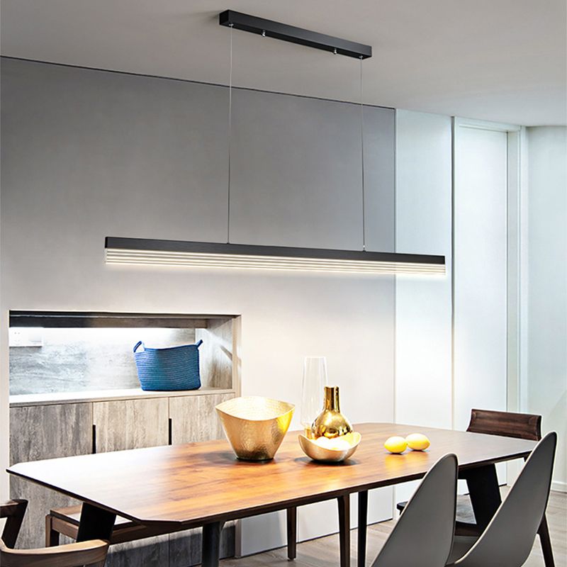 Linear Hanging Lamp Modern Mental 1 Light Hanging Light for Dining Room