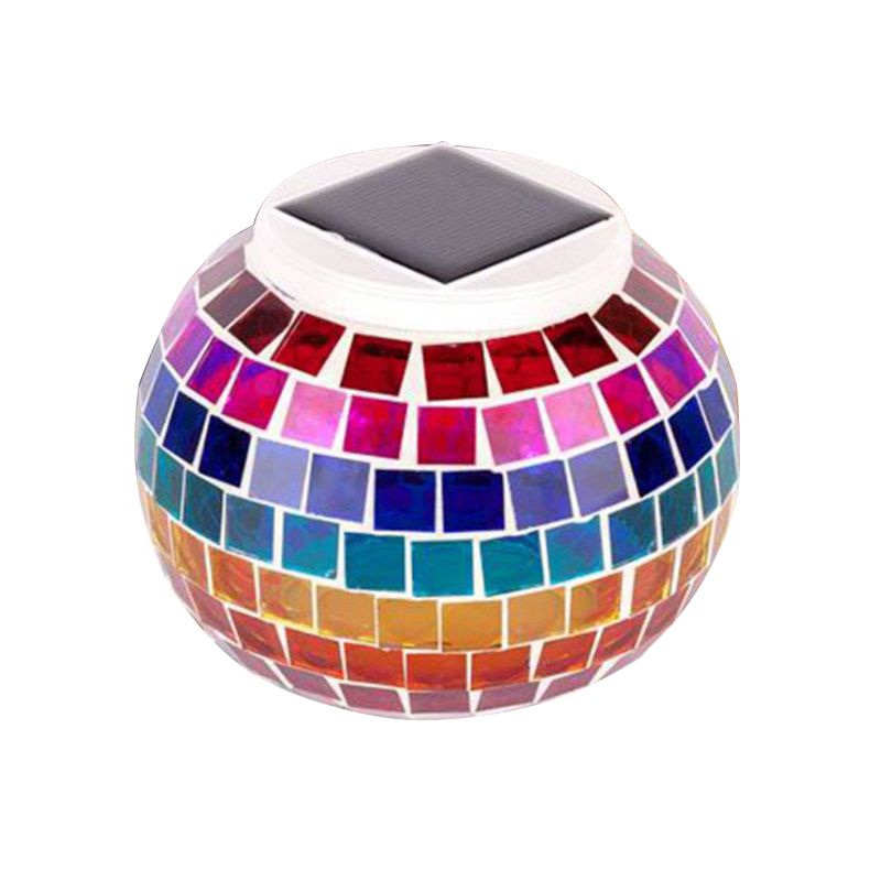 Mosaico de mesa de globo de mosaico Tombra de vidrio manchado de vidrio de iluminación solar decorativa para la cama