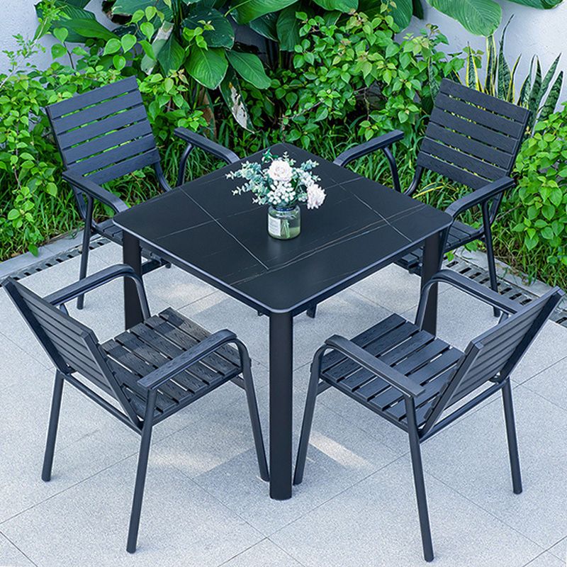 Metal and Slate Patio Table Industrial Wind Room Outdoor Patio Dining Table