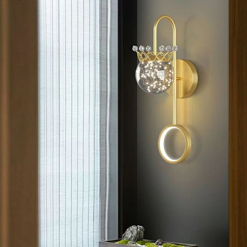 Light Luxury Style Aluminum Wall Light Glass Shade LED Wall Lamp for Bedroom