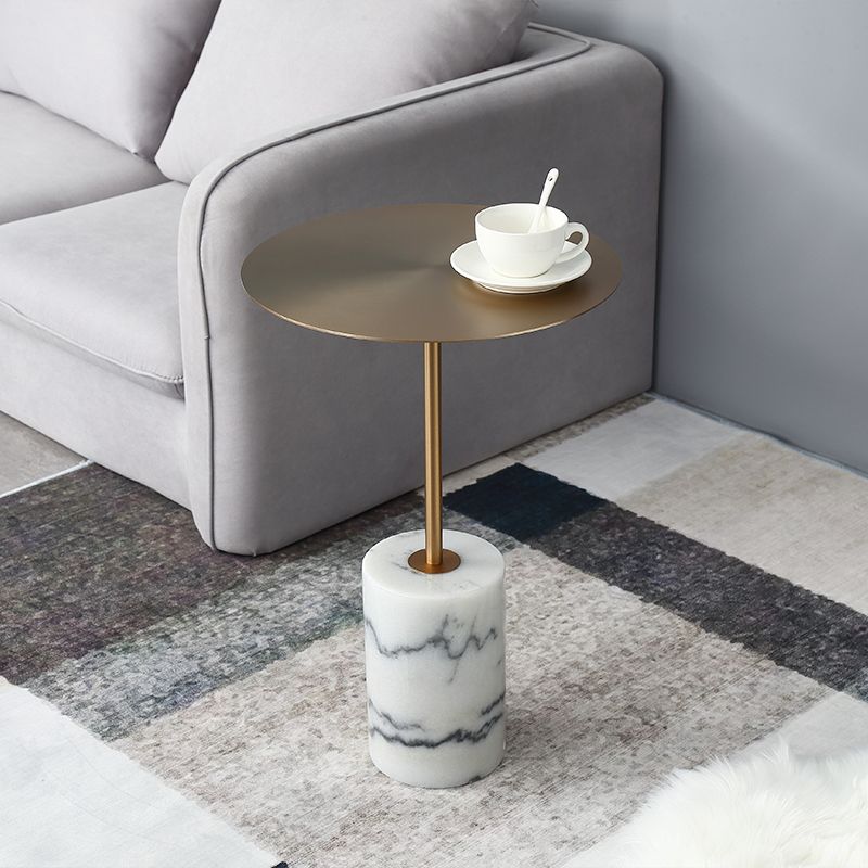 23.62 inch Tall Pedestal Side Table Metal and Marble Side End Table