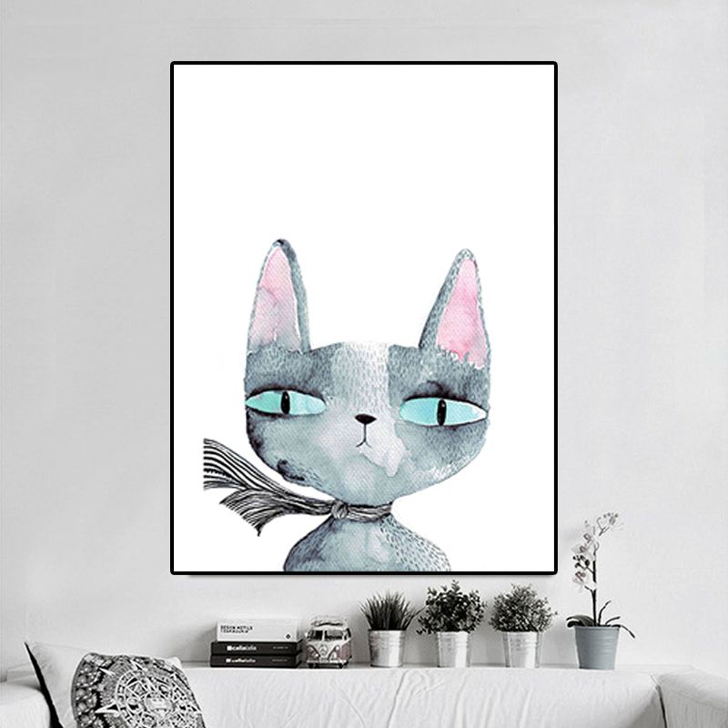 Animal Print Wall Art Living Room Pot Plant Canvas Painting in White for House Decor