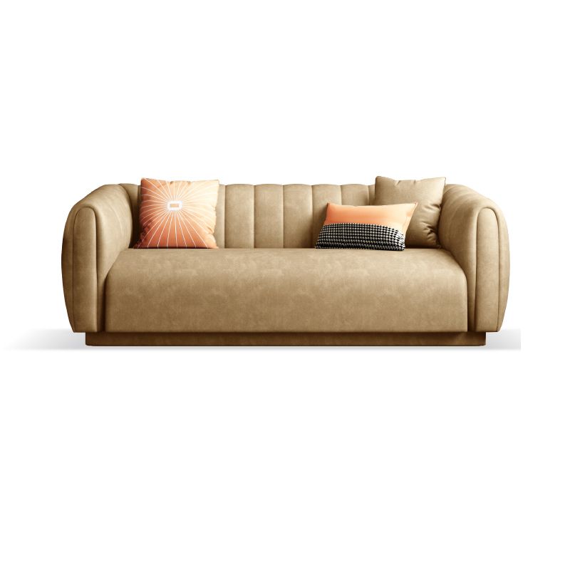 Contemporary 31.5" H Faux Leather Tuxedo Arm Sewn Pillow Back Sofa