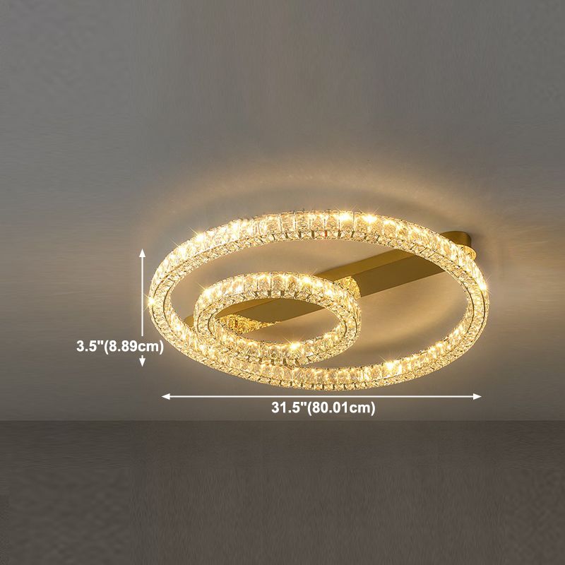 Luminaires encastrés contemporains Lampes encastrées circulaires en cristal en or