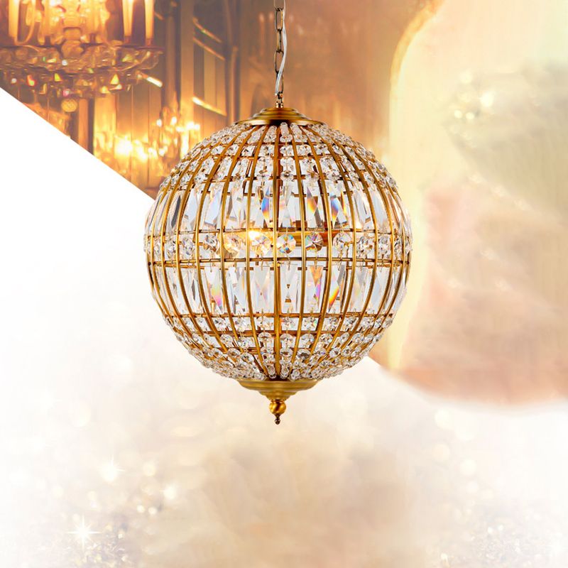 Sphere Dining Room Down Lighting Pendant Classic Clear Crystal Hanging Chandelier