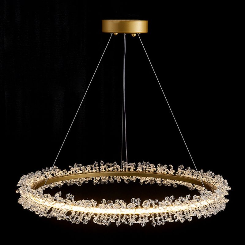 Contemporary Ring Chandelier Pendant Light Crystal Suspension Pendant Light for Living Room