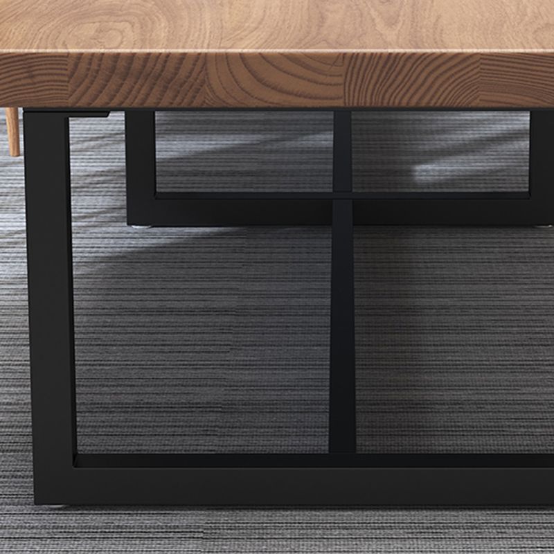 Rectangle Trestle Meeting Desk Industrial Office Desk Wood Color Fixed Table of Pine Wood