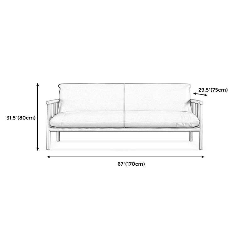 Faux Leather Modern Sofa Round Arm 28.7 "W Sofa with Bolster Pillows