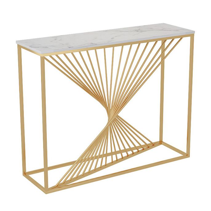Marble Glam Console Table 31.5" Tall Rectangle Accent Table for Hall