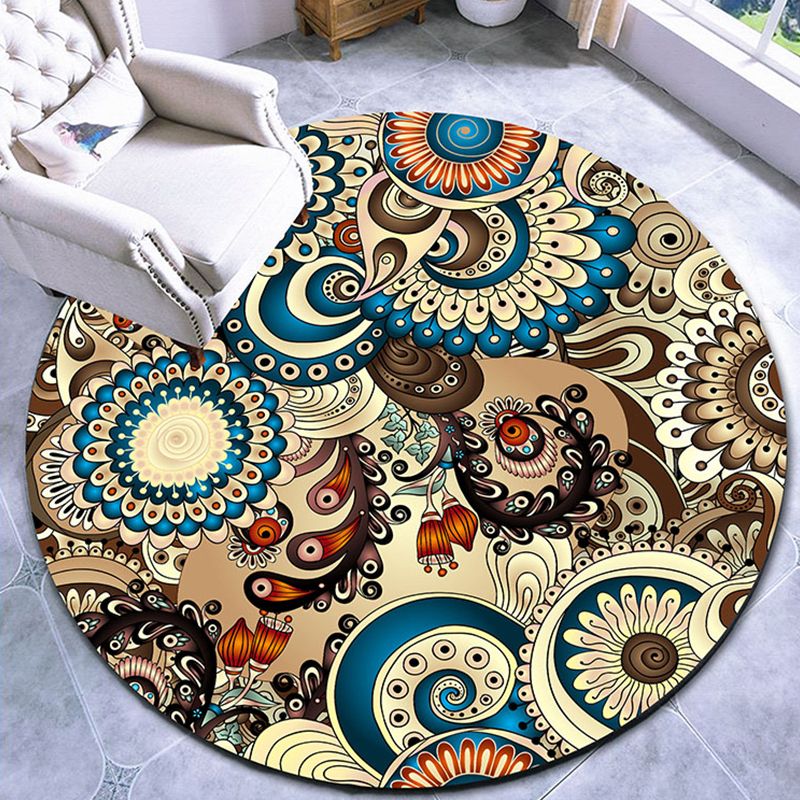 Fancy Multicolor Paisley Print Rug Polypropylene Moroccan Rug Machine Washable Anti-Slip Stain Resistant Rug for Lounge