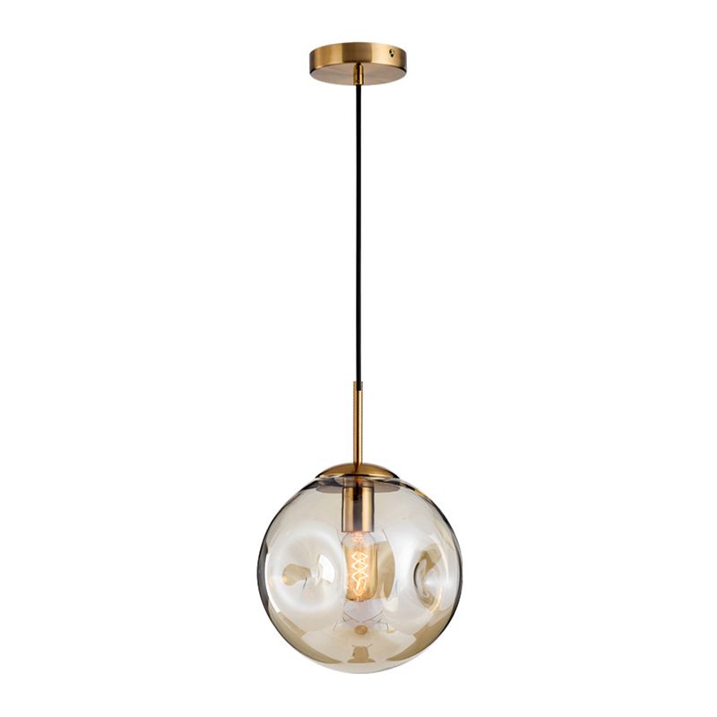 Modern Creative Single Pendant Light Electroplate Metal Globe Hanging Lamp with Glass Shade