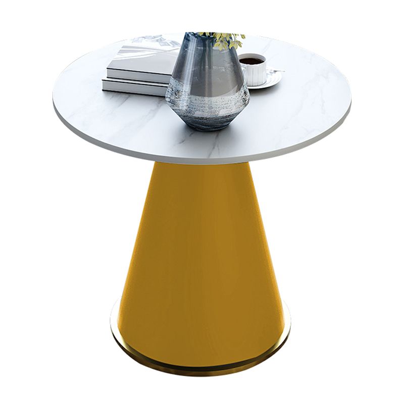 22" Tall Round Slate Top End Table Modern Metal Pedestal Table