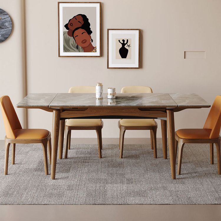 Contemporary Dinette Table Rectangle Stone Dining Room Table for Home