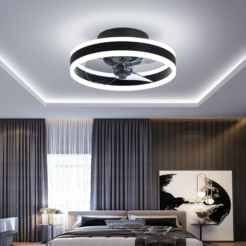 1-Light Circular Flush Mount Lamp Modern Style Metal Fan Ceiling Lighting