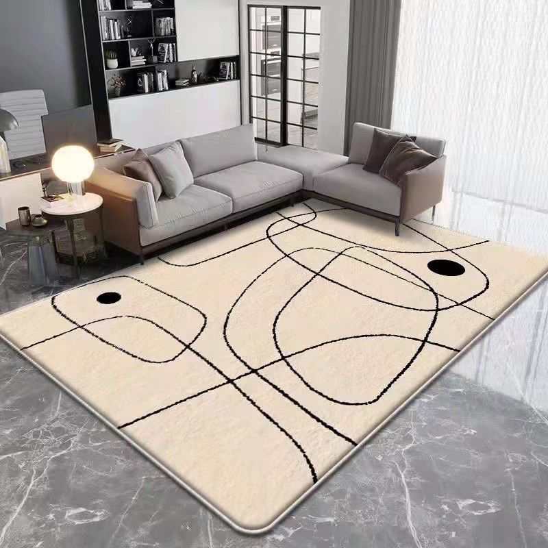 Dark Brown Casual Carpet Polyester Circle Carpet Washable Carpet for Living Room