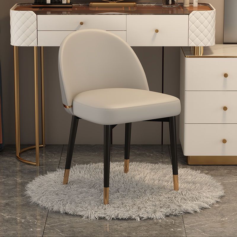 Nordic Kitchen Dining Chairs Faux Leather Parsons Armless Chair