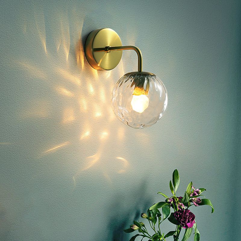 Modern Metal Wall Sconce Ball Shape Vanity Lamp with Glass Shade for Bathroom