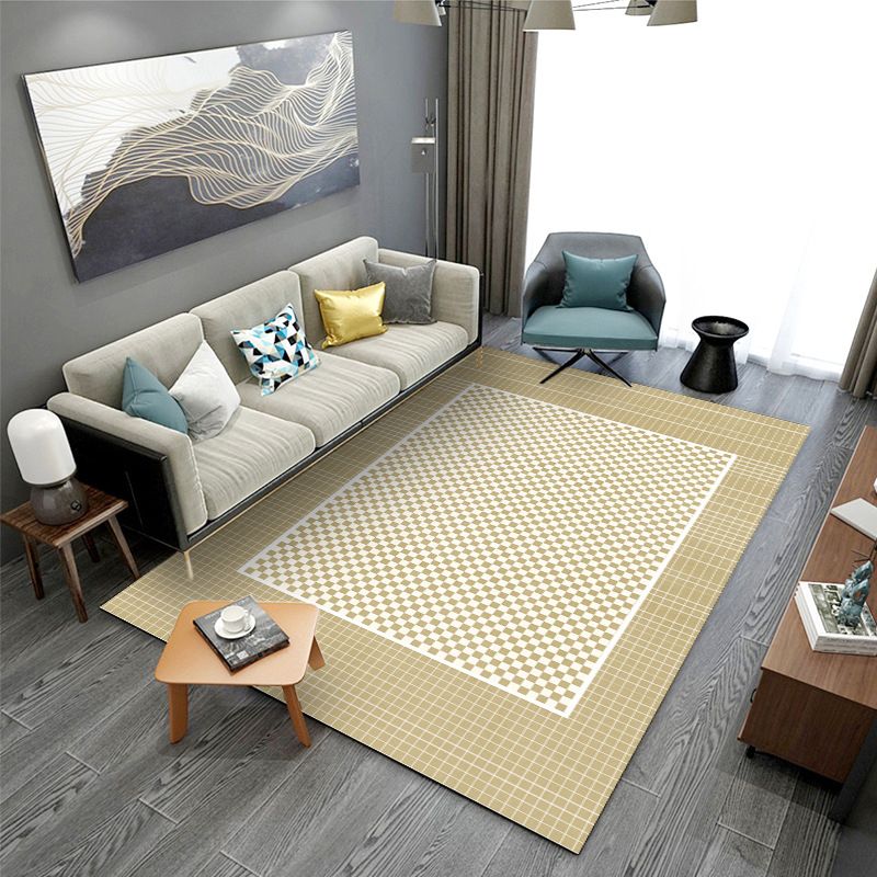 Geometric Pattern Modern Style Rug Rectangle Shape Stain Resistant Rug