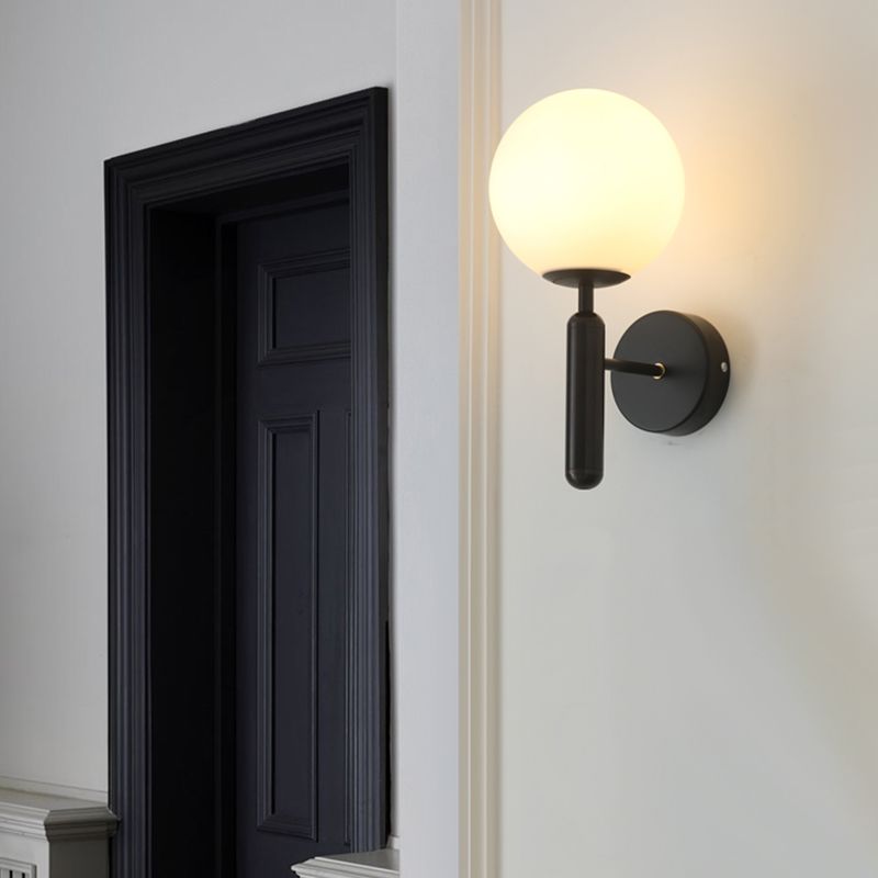 Metal Modern Wall Sconce Ball Shape Vanity Lamp with Glass Shade for Bathroom