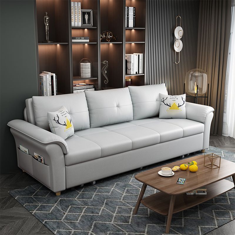 Square Arm Sofa with Loose Back Convertible Sleeper with Storage and Foldable