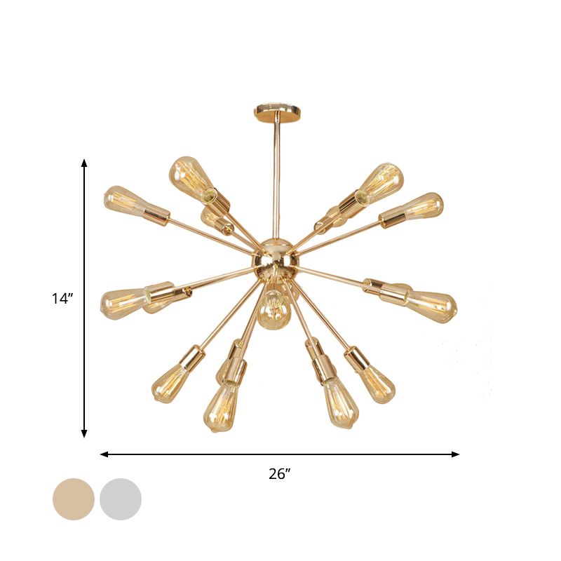 18/21 Lights Iron Chandelier Light Farmhouse Copper/Gold Finish Sputnik Ceiling Fixture for Dining Room