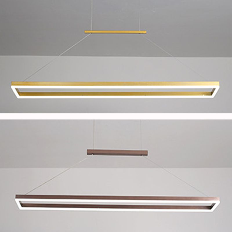 Modern Minimalist Rectangle Island Light Metal LED Restaurant Pendant Lighting for Living Room