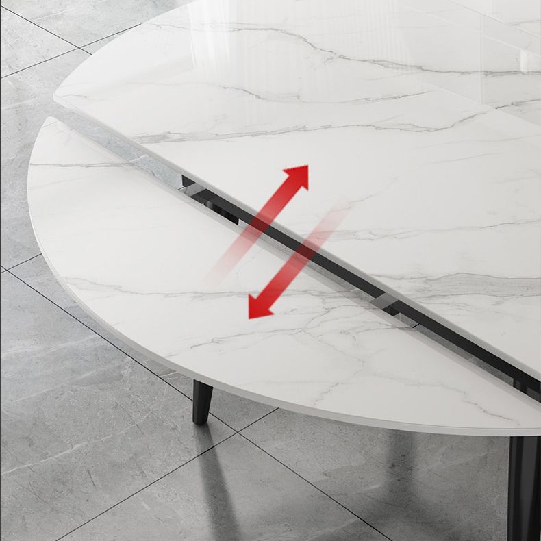 Glam Style Dining Table Stone Top Butterfly Leaf Dining Table