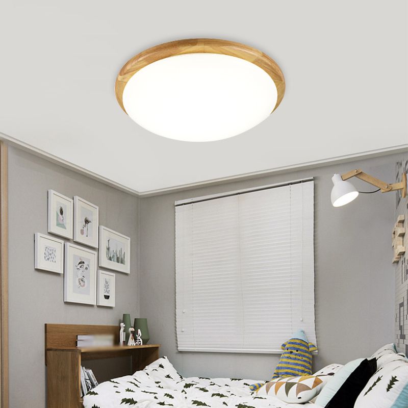 Wooden Ceiling Mounted Light Contemporary Flush Mount Lamp with Acrylic Shade