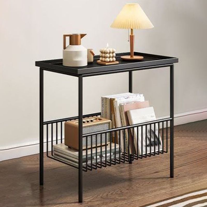 Modern Style with Storage Rack White/black Metal Iron Nightstand