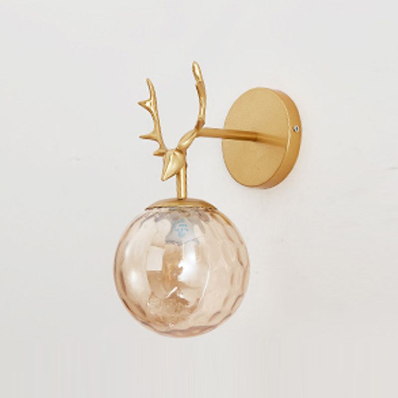 1 Light Spherical Wall Sconce Modern Style Glass Wall Lighting for Bedroom