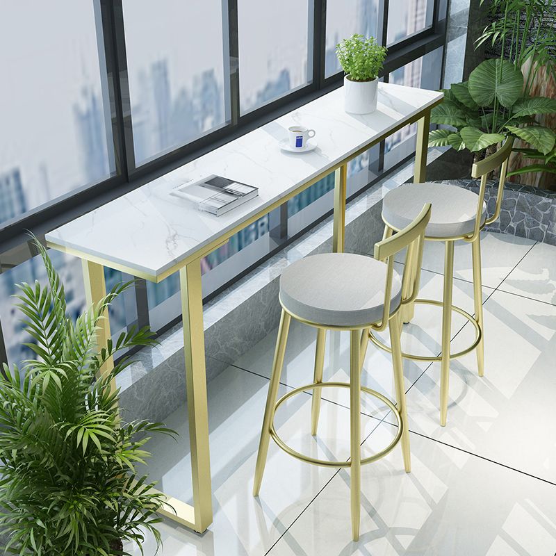 Glam Style 1/2/3/4 Pieces Faux Marble Bar Table Set Fixed Table Counter Set for Home Use