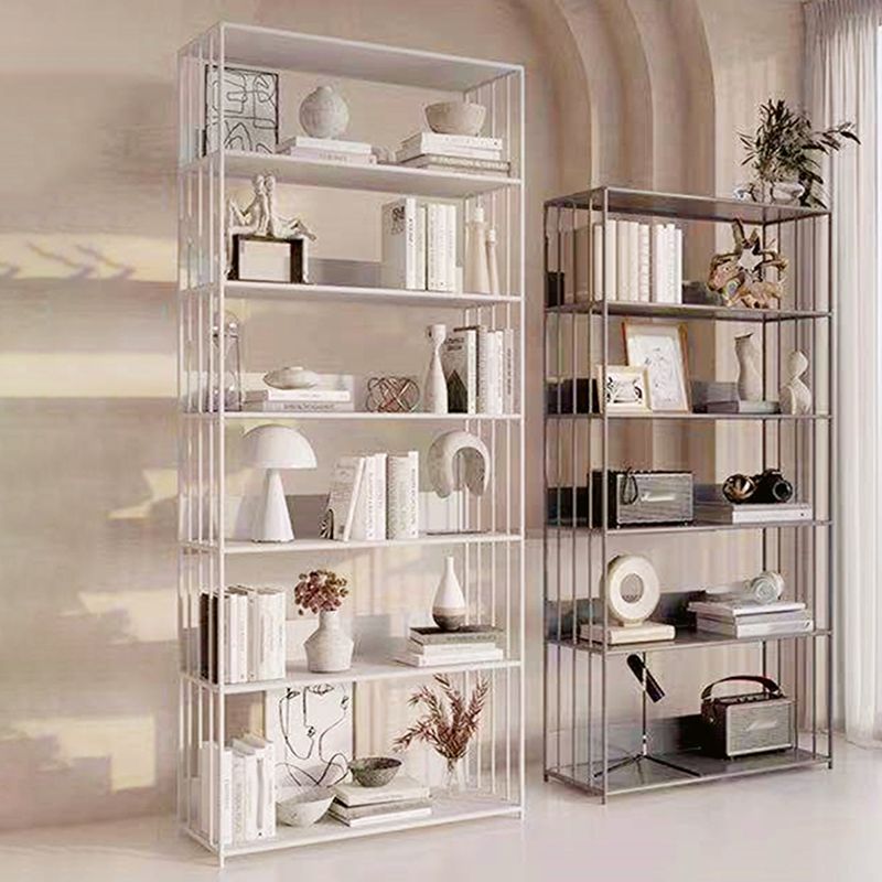Standard Metal Bookshelf Contemporary Open Back Vertical Bookcase